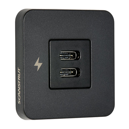 Scanstrut TILE USB-C Interior Charging Socket, 12/24V 60W, Black Bezel