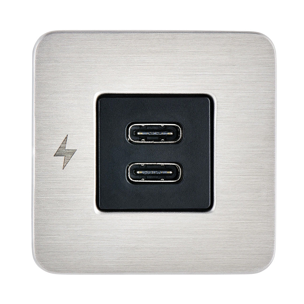 Scanstrut TILE Dual USB-C Interior Charging Socket, 12/24V Stainless Steel