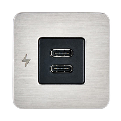 Scanstrut TILE Dual USB-C Interior Charging Socket, 12/24V Stainless Steel