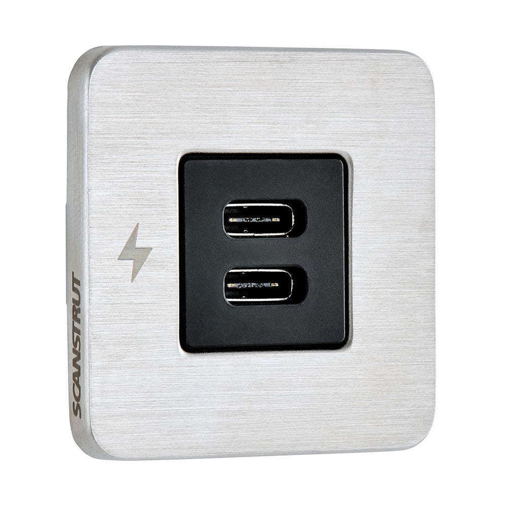 Scanstrut TILE Dual USB-C Interior Charging Socket, 12/24V Stainless Steel
