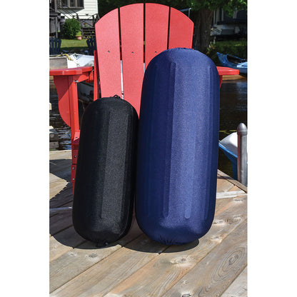 Dock Edge Reversible Fender Cover, Black/Blue, Medium – UV Resistant CMP Fabric