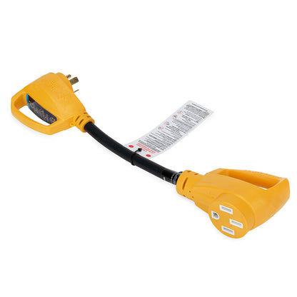 Camco Power Grip RV Circuit Analyzer Dogbone, 30A Male to 50A Female, 18-inch