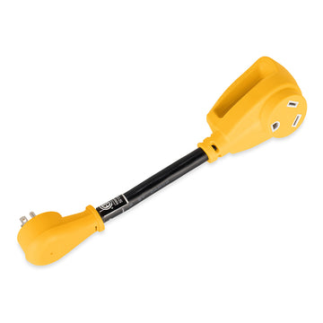 Camco Power Grip Dogbone RV Adapter, 15A Male to 30A Female, 12-Inch, ETL Listed