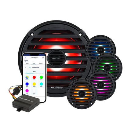 Aquatic AV ELITE 6.5" RGB Marine Speakers (Pair) - 120W RMS, IP65 Rated