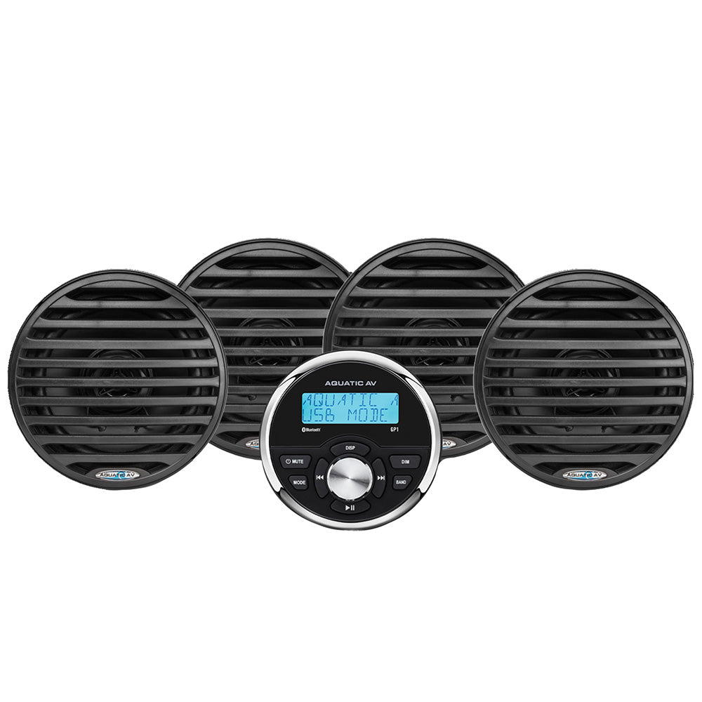Aquatic AV Economy Gauge Stereo/Speakers Kit, 288W Bluetooth, IP65 Marine Rated