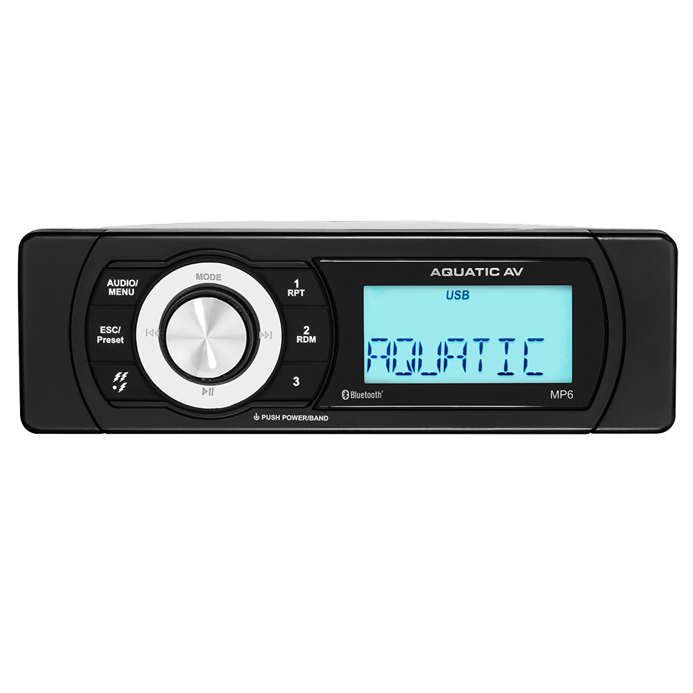 Aquatic AV MP6 Shallow Mount Stereo, Waterproof Marine Bluetooth Receiver