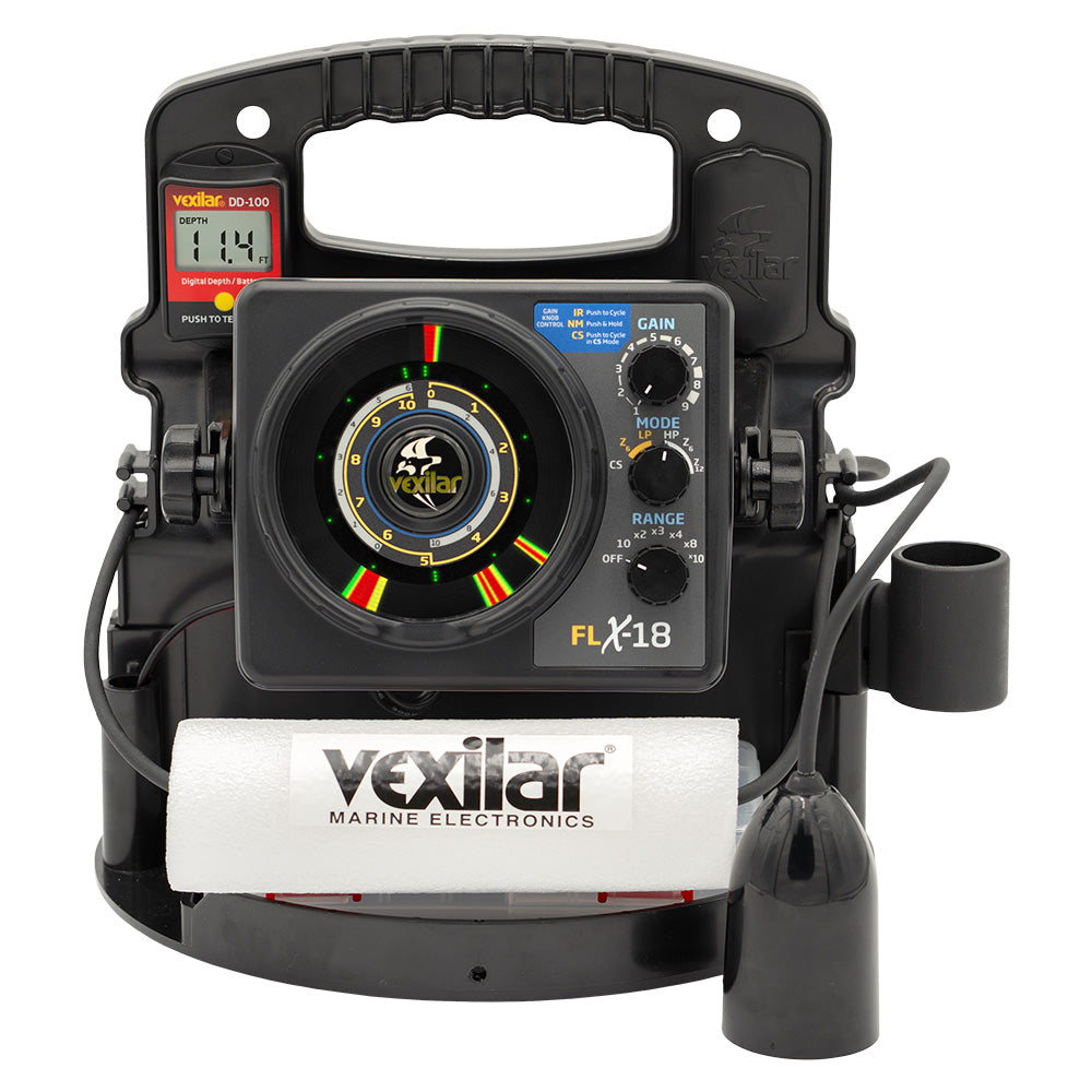 Vexilar FLX-18 Pro Pack II Fishing System, 12° Ice-Ducer & DD-100