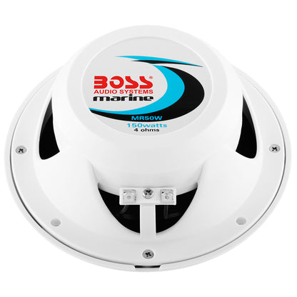 Boss Audio MR50 5.25" Round Speakers - White - Pair, 150W Max, Pair