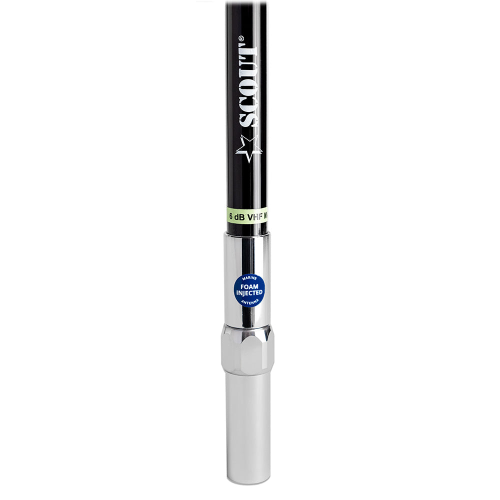 Scout QuickFit VHF Marine Antenna, 8ft, 6db, Black, Foam Filled, Made in Italy