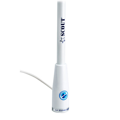Scout KS-22 5' White VHF Antenna, 3dB Gain, Nylon Ferrule w/ 5M RG-58 Coax
