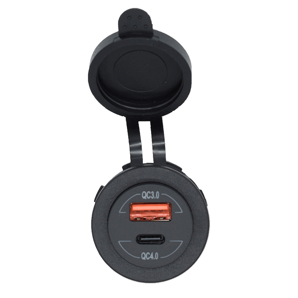 Bluewater 3000-4001A Round Dual USB-C PD & USB-A Charger, 4.8A Total Output, 45W