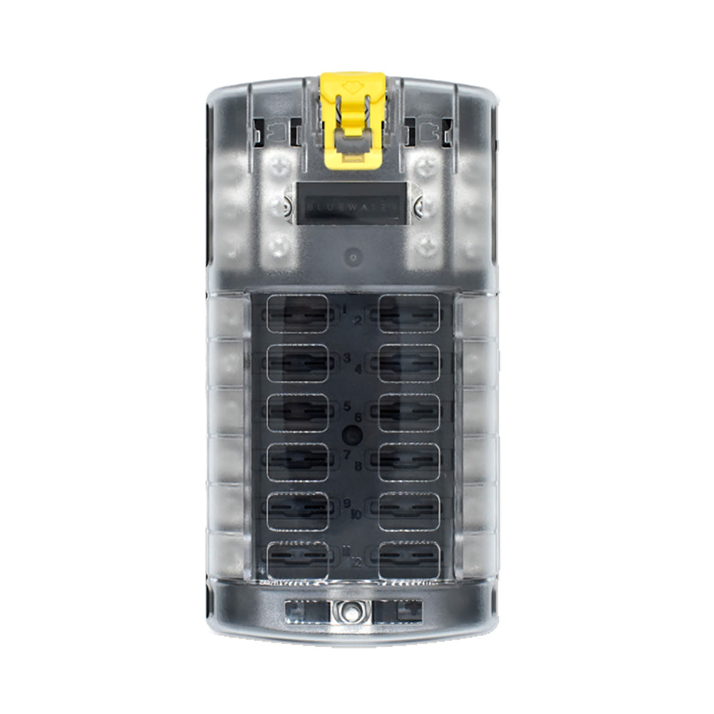 Bluewater 12 Position Fuse Block ATC with Yellow Slide, 48V DC, 100A