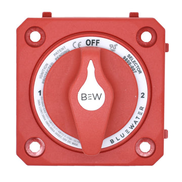 Bluewater Off/1/2/Both Battery Switch, Panel Mount, Red, 300A DC Continuous