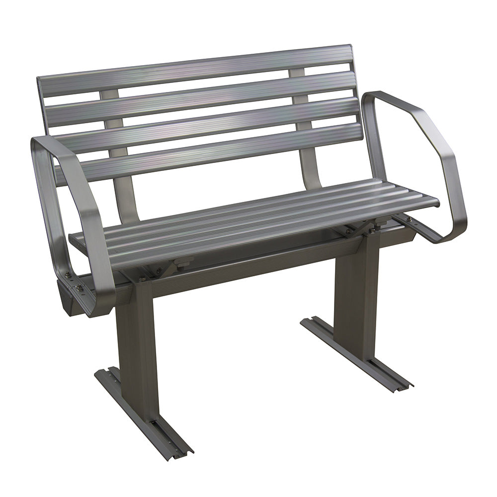 Springfield Marine Aluminum Dock Bench, 2-Seat, With Armrests, Weather-Resistant