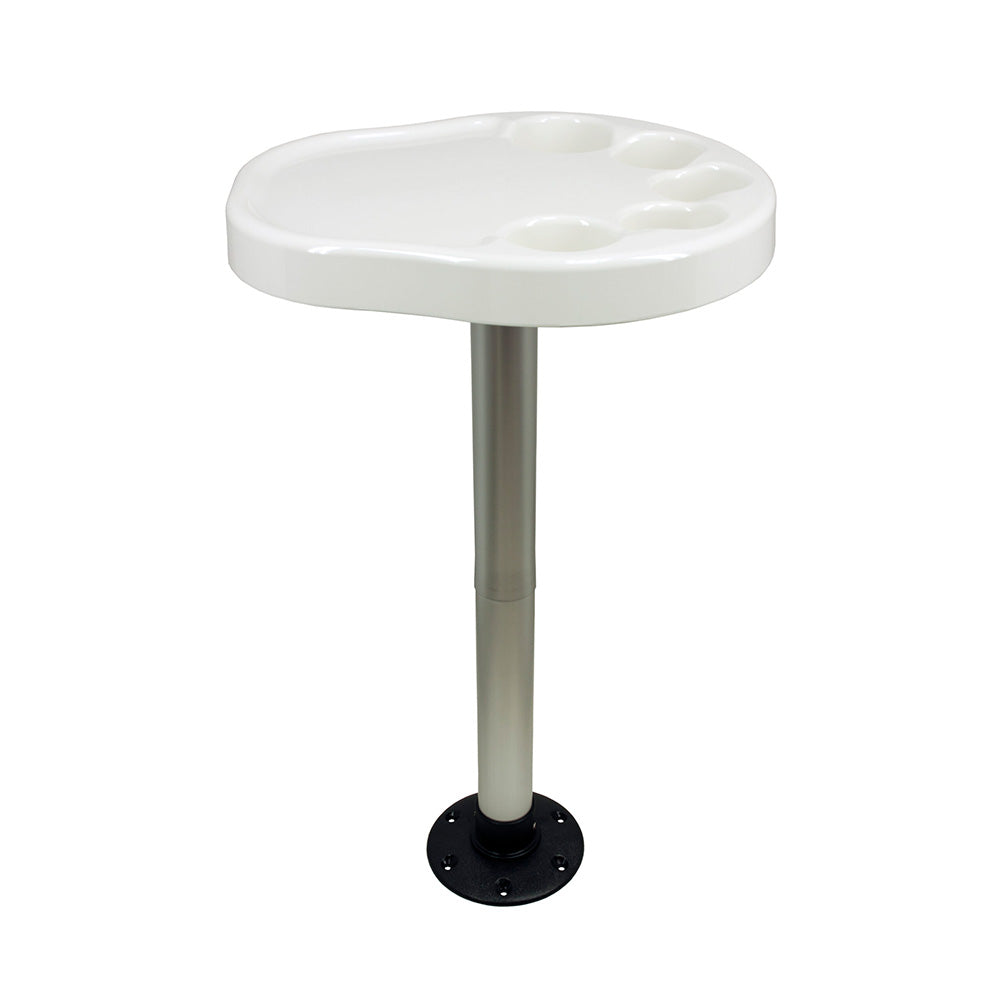 Springfield Marine Party Platter Thread-Lock Table, 5 Cup Holders – White