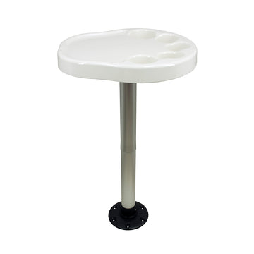 Springfield Marine Party Platter Thread-Lock Table, 5 Cup Holders – White