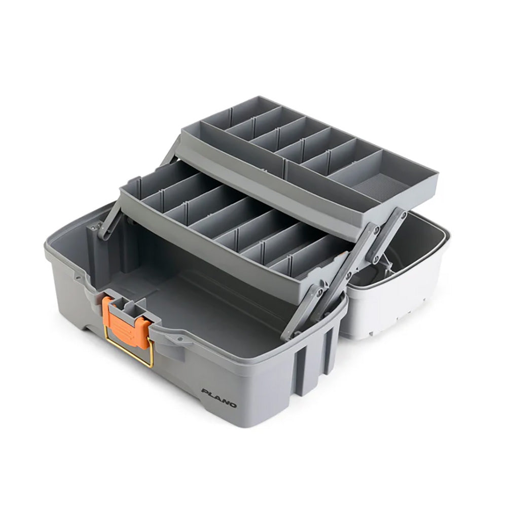 Plano Two-Tray Tackle Box, Light Grey/Dark Grey, Model OB2TRAYTBGRAYGRAY