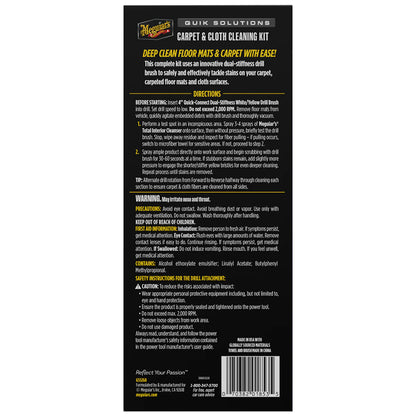 Meguiar's Quik Solutions Carpet & Cloth Cleaning Kit, Includes Premium Cleaner, Microfiber Towel & Drill Brush