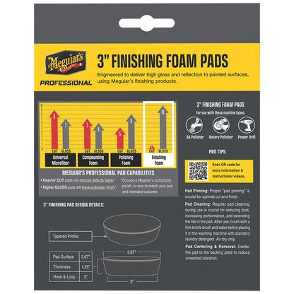 Meguiar's Professional 3" Finishing Foam Pads, 3-Pack for Polishes & Waxes