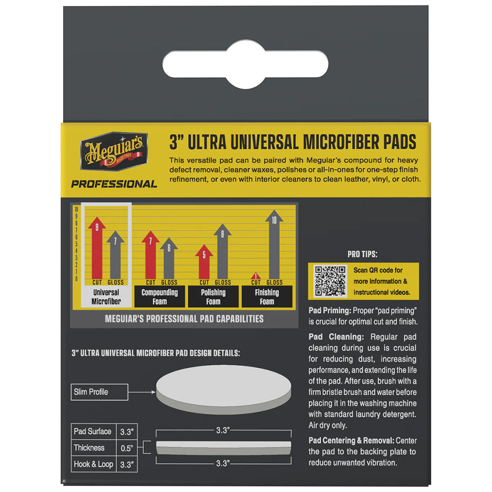 Meguiar's Professional Ultra Universal Microfiber Pads, 3-Inch (3-Pack)