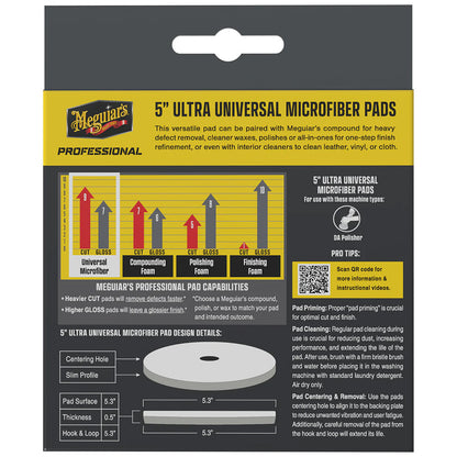 Meguiar's Professional Ultra Universal Microfiber Pads, 5-Inch (2-Pack)