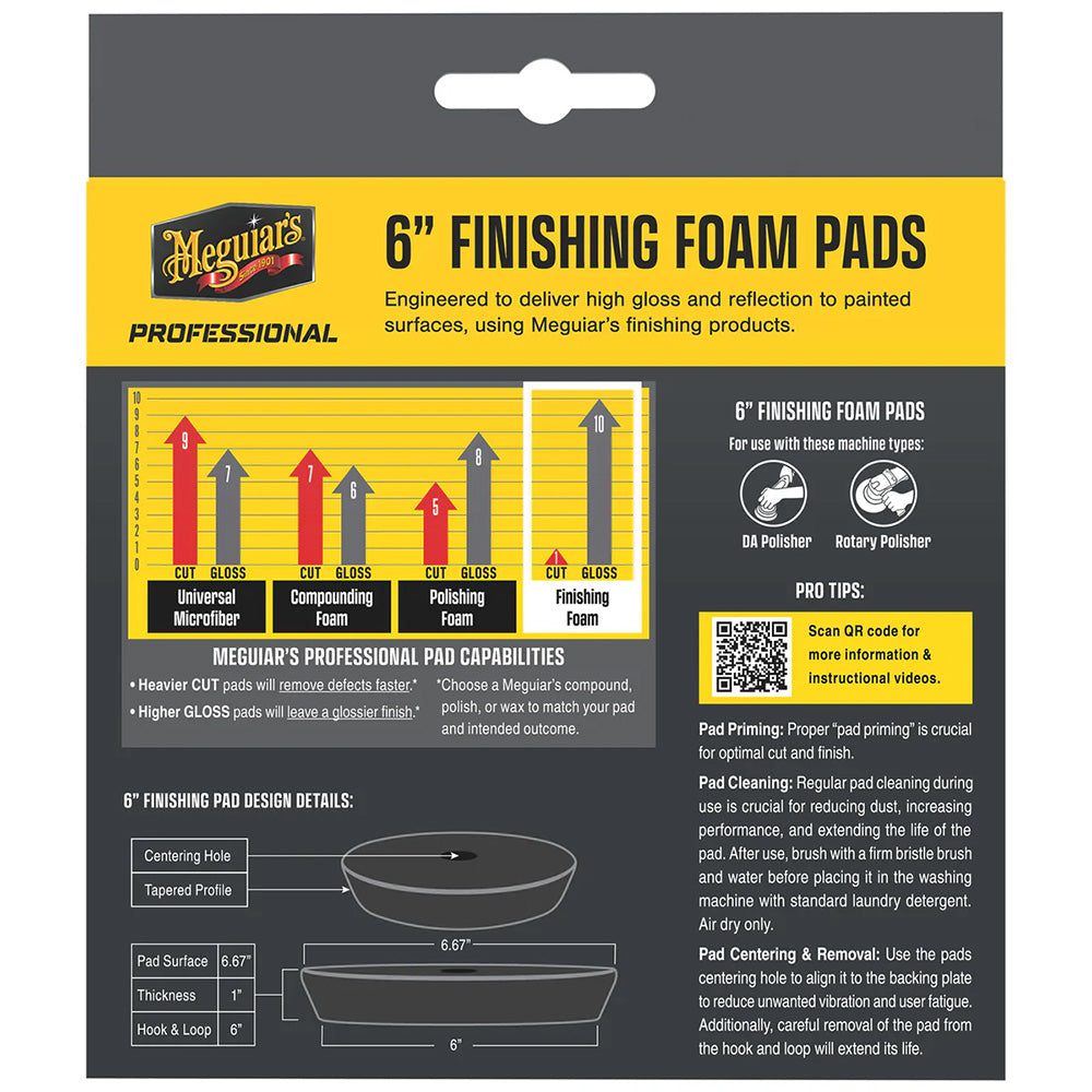 Meguiar's Professional 6" Foam Finishing Pads, 2-Pack for High Gloss