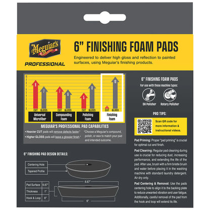 Meguiar's Professional 6" Foam Finishing Pads, 2-Pack for High Gloss
