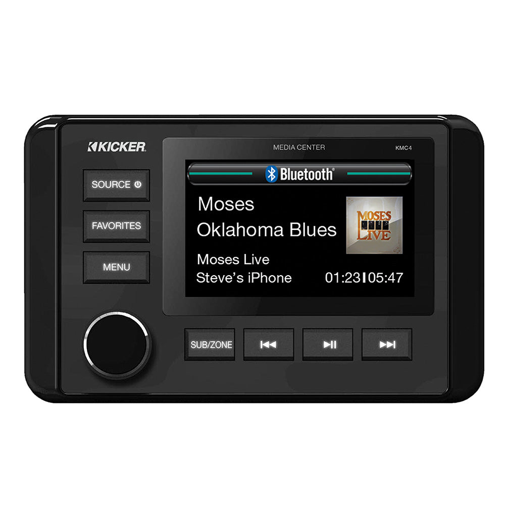 KICKER KMC4 Marine Dual-Zone Media Center, IP66 Weather-Resistant, Bluetooth