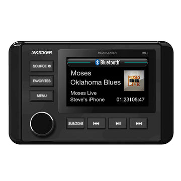 KICKER KMC4 Marine Dual-Zone Media Center, IP66 Weather-Resistant, Bluetooth