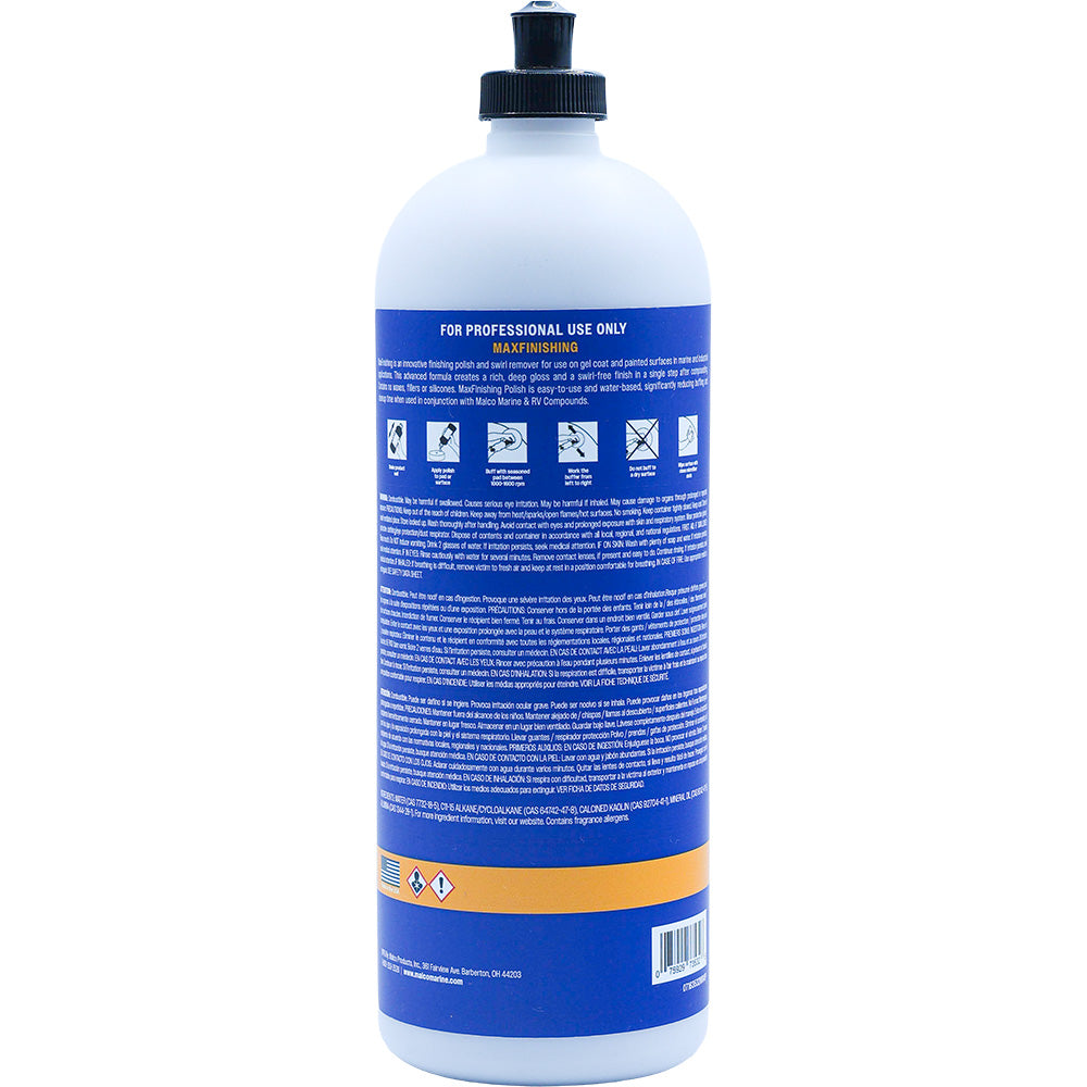 Malco Marine MaxFinishing Polish, 32oz – All-in-One Swirl Remover