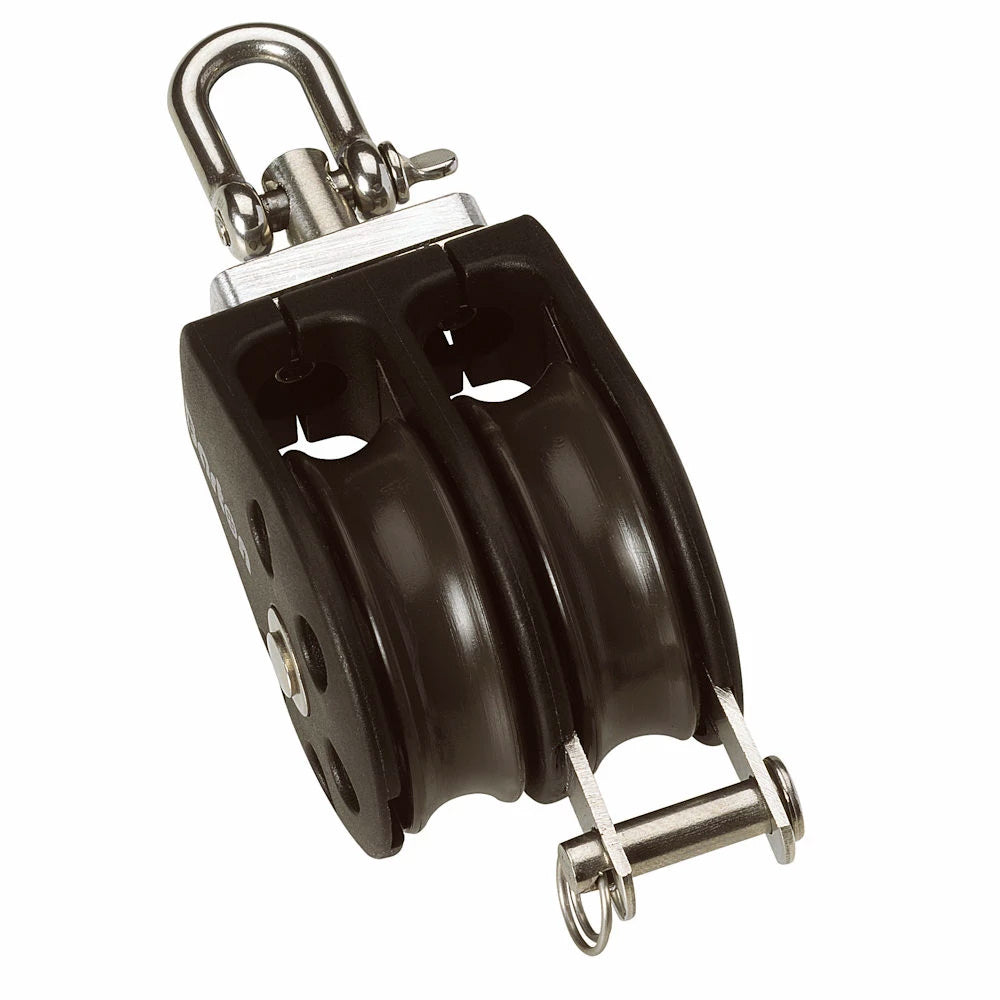 Barton Size 3 45mm Plain Bearing Pulley Block Double Swivel & Becket