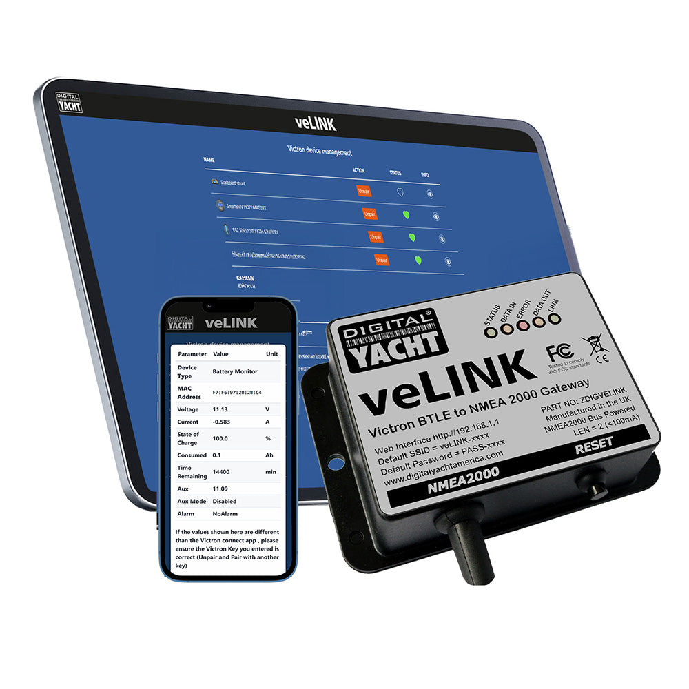 Digital Yacht veLink Victron BLE to NMEA 2000 Gateway, Connects up to 8 Devices