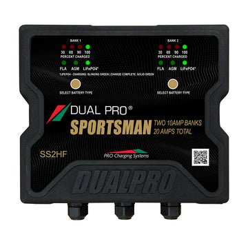 Dual Pro Sportsman Series HF Battery Charger, 20A, 2 Bank, Made in USA