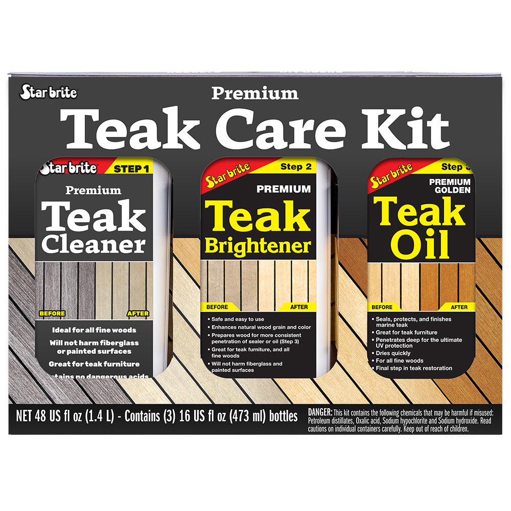 Star brite Premium Teak Care Kit, 3-Step System, 16 oz