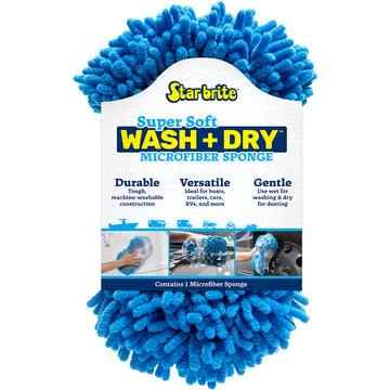 Star brite Microfiber Reggae Sponge - Blue, Dual-Sided Scrubbing & Dusting