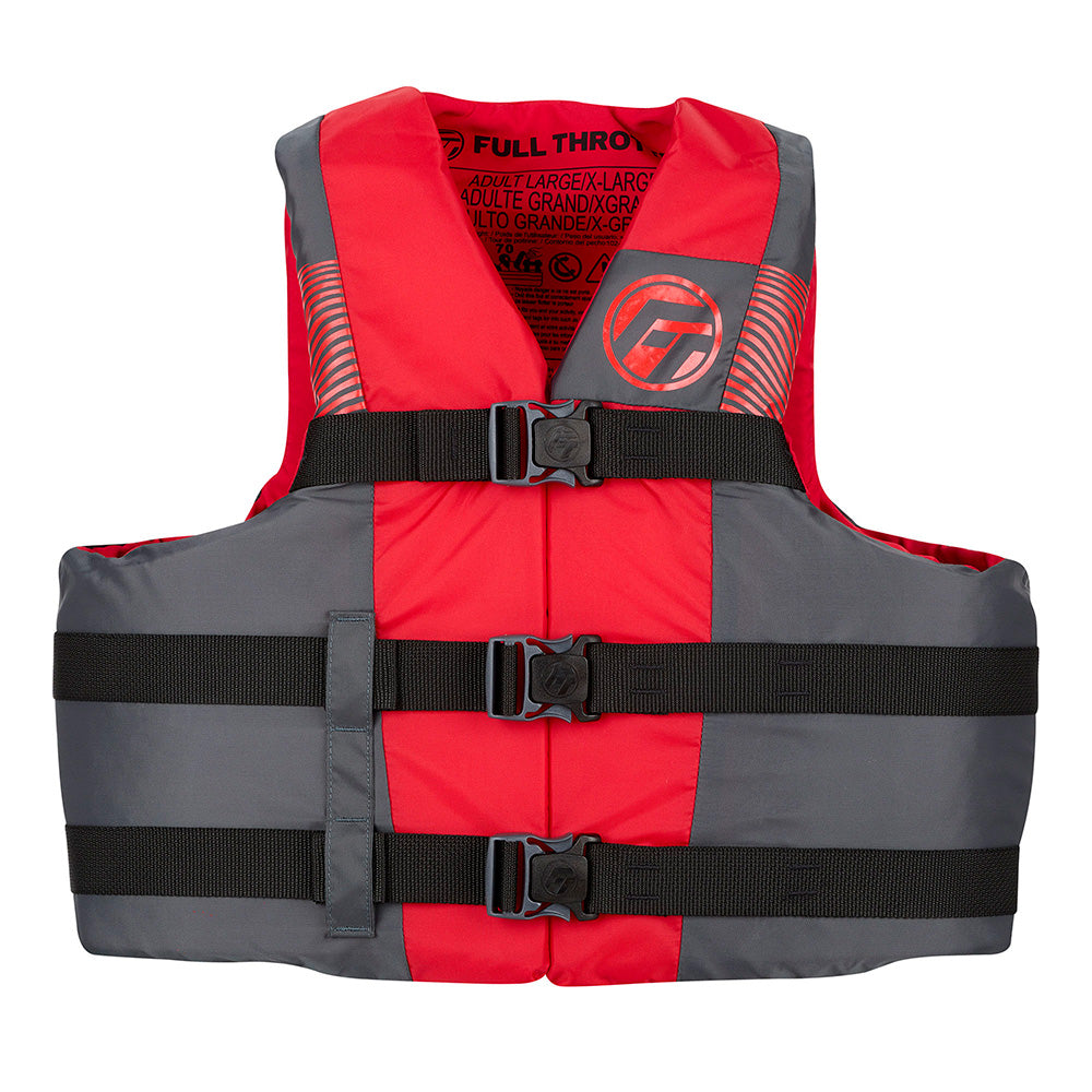 Full Throttle Adult Nylon Life Jacket, 4X/7X, Red/Black – USCG Approved