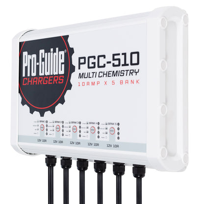 Pro-Guide Batteries PGC-510 5-Bank On-Board Charger, 12V 40A – IP68 Rated