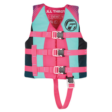 Full Throttle Child Nylon Life Jacket, Pink, 33-55 lbs, USCG Type III PFD