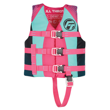 Full Throttle Child Nylon Life Jacket, Pink, 33-55 lbs, USCG Type III PFD