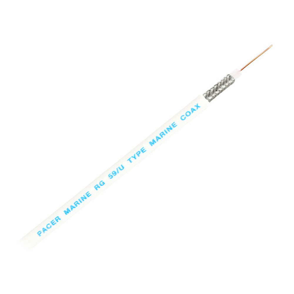 Pacer RG59UW Coaxial Cable, White, 150 ft – UL & SAE Approved