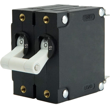 Egis Mobile Electric A-Series Toggle Panel Mount Circuit Breaker, Dual Pole, 15A