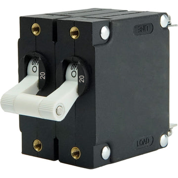 Egis Mobile Electric A Series Dual Pole 20A Toggle Panel Mount Circuit Breaker, 3202-20