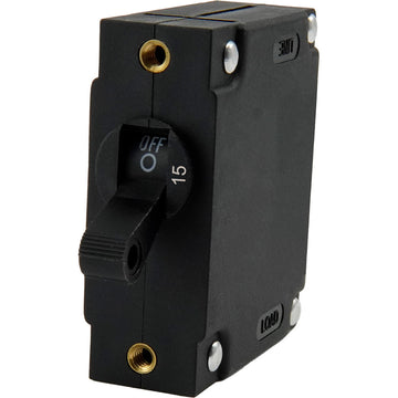 Egis Mobile Electric A Series Toggle Circuit Breaker, 15A, Single Pole, Black