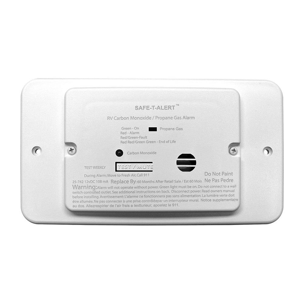 Safe-T-Alert 25 Series Dual Carbon Monoxide and Propane Alarm with Trim Ring, 12V Hardwire, White