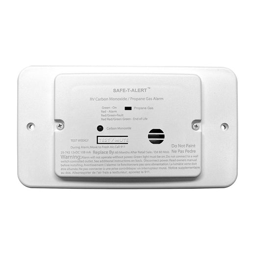 Safe-T-Alert 25 Series Dual Carbon Monoxide and Propane Alarm with Trim Ring, 12V Hardwire, White