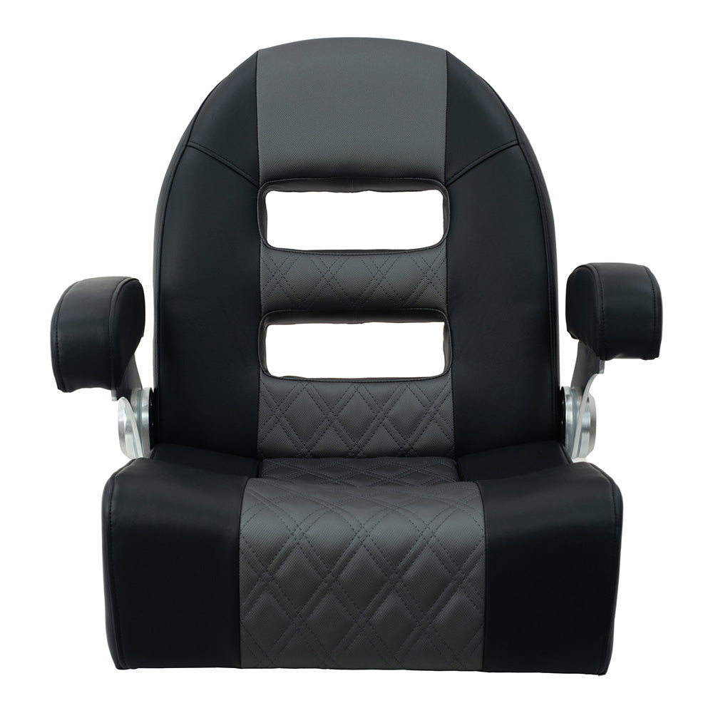 Springfield Marine Console Helm Flip-Up Seat, Black-Grey, 1042035-BLK