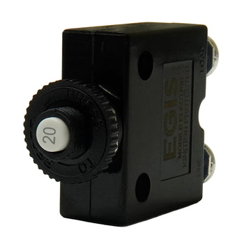 Egis Mobile Electric 20A Push Button Panel Mount Circuit Breaker, Screw Terminals