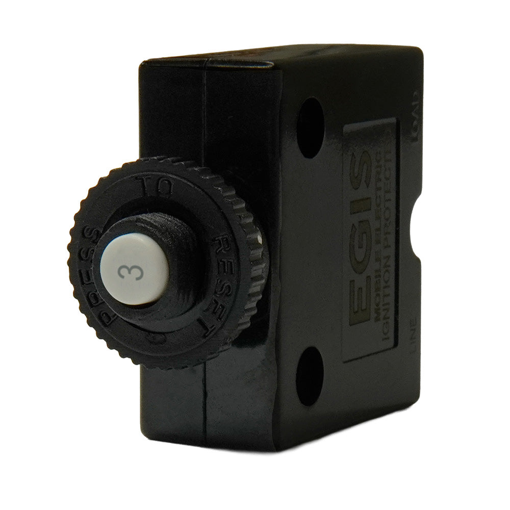 Egis Mobile Electric 3A Push Button Panel Mount Circuit Breaker with Spade Terminals