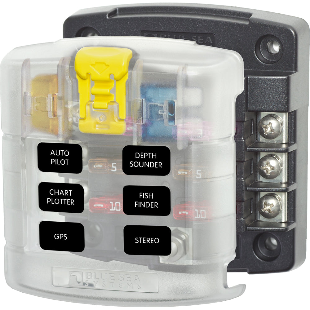 Blue Sea Systems 5028 ST Blade Fuse Block w/ Cover, 6 Circuit