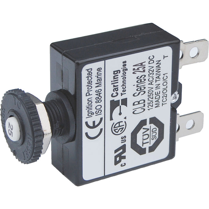 Blue Sea Systems 7058 Push Button Thermal with Quick Connect Terminals, 25A
